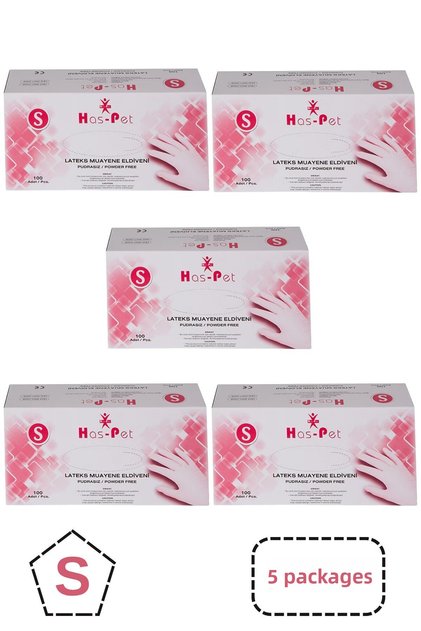 Haspet Powder Free Latex Examination Gloves Small 5 Boxes