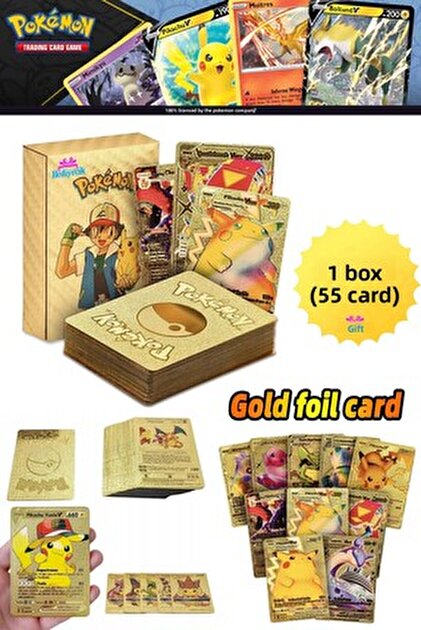 Doan Oyuncak Dnyas Original pokemon card gold series 55-pack - pokemon  game cards - pikachu collectible card- Trendyol