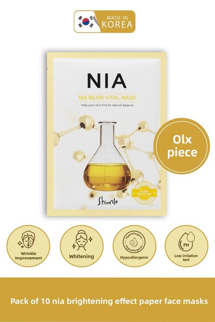 Nia Korean Paper Face Mask Offering Deep Nourishment with Rice Bran & Niacinamide Radiance 10 Pcs