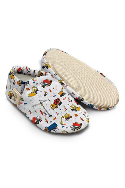 ,Non-Slip Sole,Organic Cotton Home Nursery Booties,Construction Site Patterned Booties