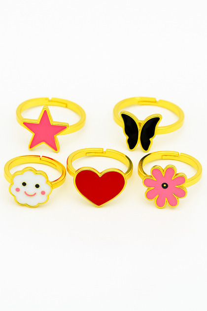 Adjustable Cherry Unicorn Bee Butterfly Panda Ladybug Colorful Adjustable Children's Ring