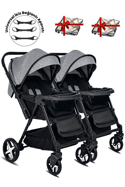 Baby Home 810 Ayrılıp Birleşebilen Çift Yönlü İkiz Bebek Arabası