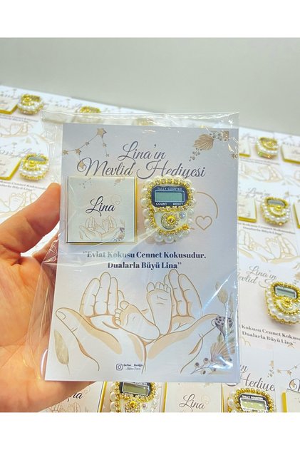 30 Adet Özel Tasarım Kartlı Çikolotalı Taşlı Dijital Zikirmatik Nikah Bebek MevLüt, Düğün