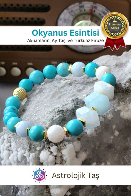 Ocean Breeze Natural Stone Bracelet - Certified - Aquamarine & Moonstone