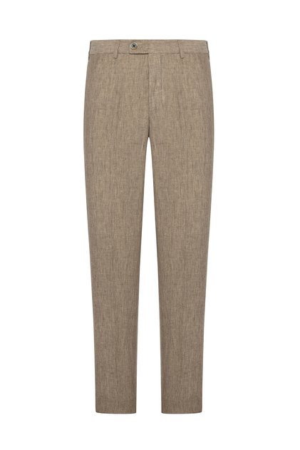 Chino Sand Beige Pure Linen Regular Fit Trousers