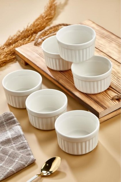 Set of 6 10 cm Porcelain Soufflé Bowls – Appetizer, Sauce, Cookie and Dessert Bowls