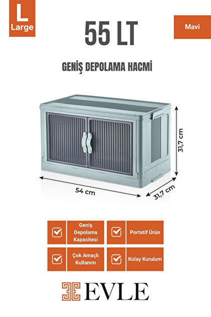 かる1 Evle Katlanabilir Modüler Dolap Tekli, 55 lt, 54 cm x 31,7 cm x 31