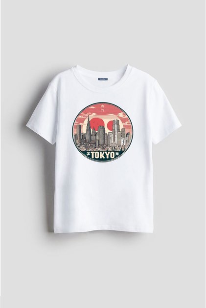 Japan Tokyo Tokio City Table Collection Design Printed Text Unisex Kids T-Shirt