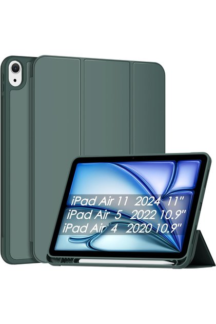 Θήκη tablet για iPad Air 11 ιντσών 2024 M2 / iPad Air 5/4 (2022/2020 10.9 ιντσών) με λειτουργία αυτόματης αφύπνισης/αδρανοποίησης, πράσινη