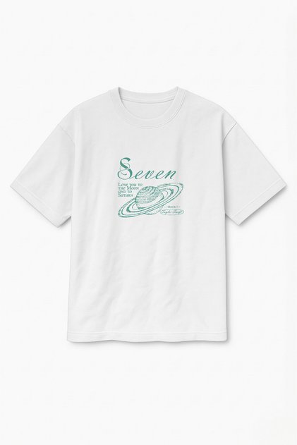 Oversize White Unisex Taylor Swift Seven Saturn Printed T-Shirt T-Shirt
