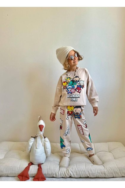 Printed Long Sleeve Boys Bottom Top Set