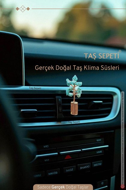 Minimal Turquoise Natural Stone Car Air Conditioner Ornament Real Branch Torpedo Decorative Blue Green Clip-On Ornament