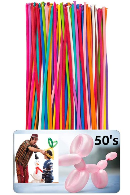 Buy 50 Mixed Color Long Sausage Balloons