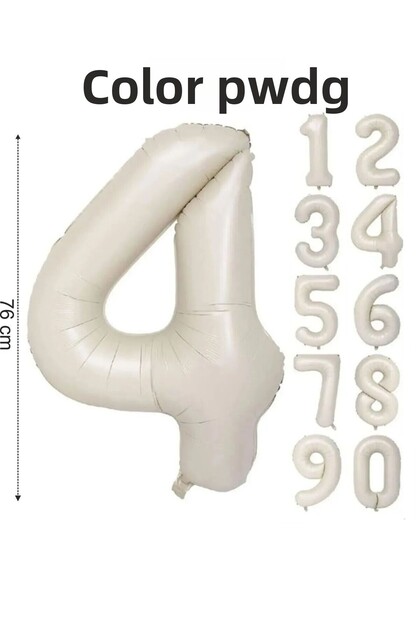 Foil Balloon 4 Number Helium Balloon 76 cm Cream Color - 4 Years Old Balloon - 4 Number Balloon - 34 Inch