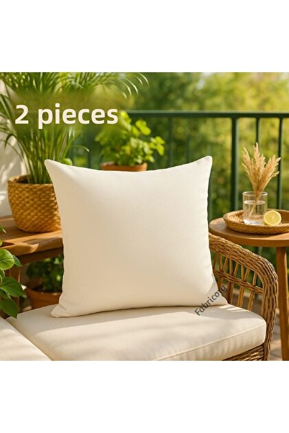 Duck Cloth Throw Pillow Cover Suitable for Punch Ecru (40X40 cm) 2 Pieces