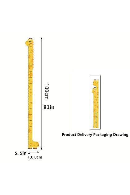 180cm Cute Giraffe Shaped Kids Height Measure Wall Sticker