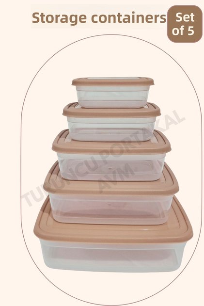 Storage Container with Lid (Set of 5) Kitchen Organizer Rectangular Organizer