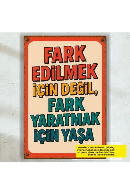 Make up the Difference Motivation Courage Creative Words Wall Letters Retro Wood Poster Painting