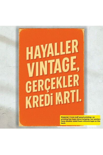 Dreams Vintage Facts Credit Card Funny Witty Sayings Wall Lettering Retro Wood Poster Painting