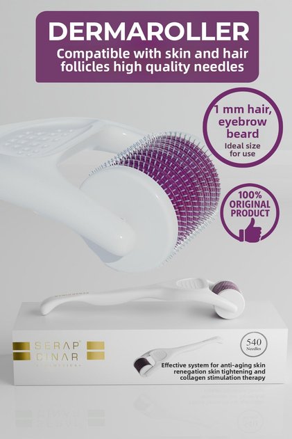 Dermaroller White Professional - New Series Suitable for Hair, Eyebrow and Beard Serum