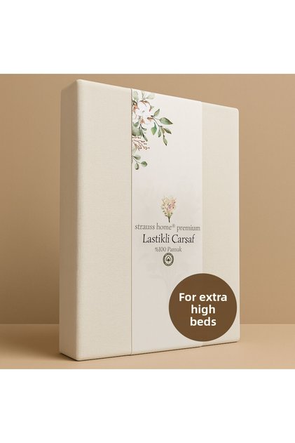 Home Premium Fitted Sheet Special for High Beds 40cm Height Combed 100% Cotton 150Gr/M2 Oeko Tex