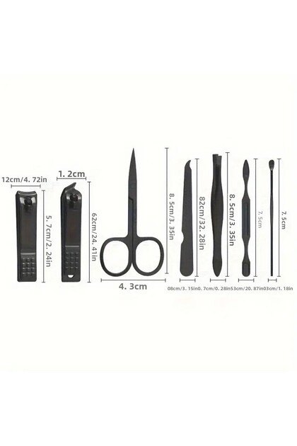 7 Piece Black Travel Bag Size Manicure Pedicure Set Professional