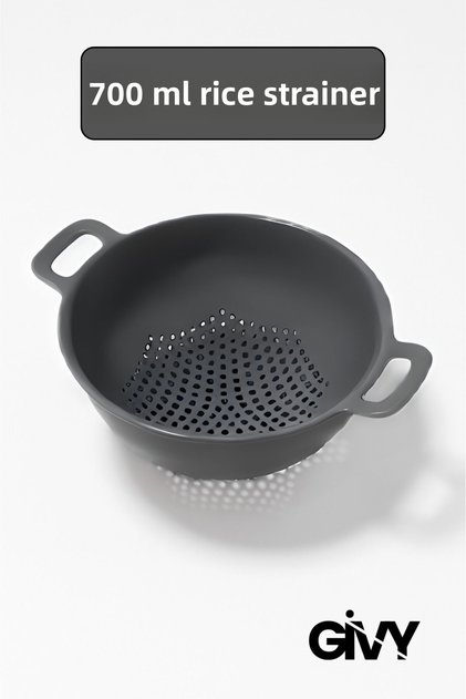 Gray Rice Strainer 700 ml | Rice, Vegetables, Pulses Washing and Straining Container | Practical Kitchen Strainer