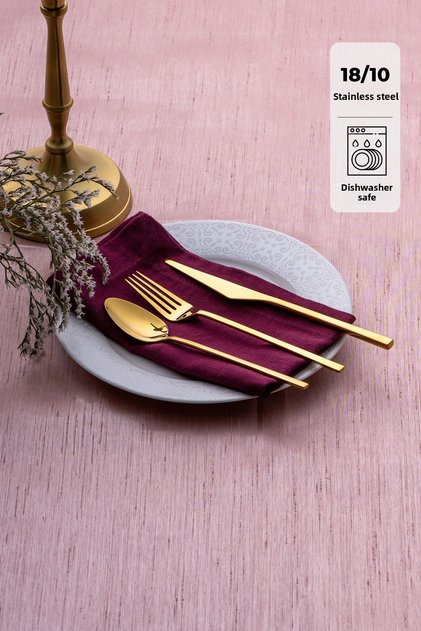 Alba 18-Piece 6-Person Shiny Gold Sweet Boxed Cutlery Set