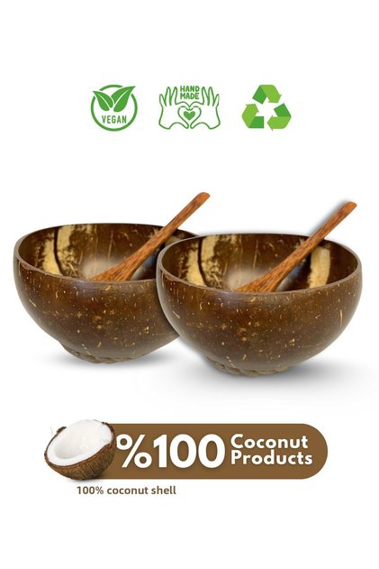 2-Piece Coconut Bowl, Spoon and Bowl Pad - Bowl Bowl - Coconut Bowl