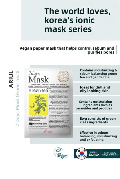 7 Days Mask Green Tea S - Sebum Control & Pore Purifying Vegan Paper Mask