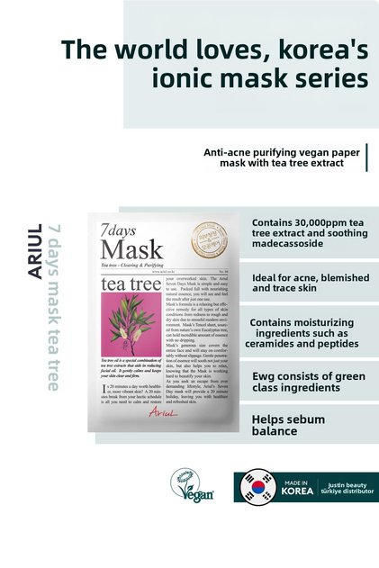 7 Days Mask Tea Tree m - Anti-Purifying Vegan Paper Mask with Tea Tree Extract