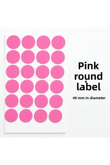 Round Label 40 mm Pink Color 300 Pieces Label -