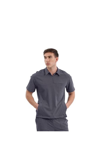 Single Top Raglan Sleeve Hidden Zipper Shirt Collar Doctor and Nurse Surgical Jersey Smoked | Brlemedimen