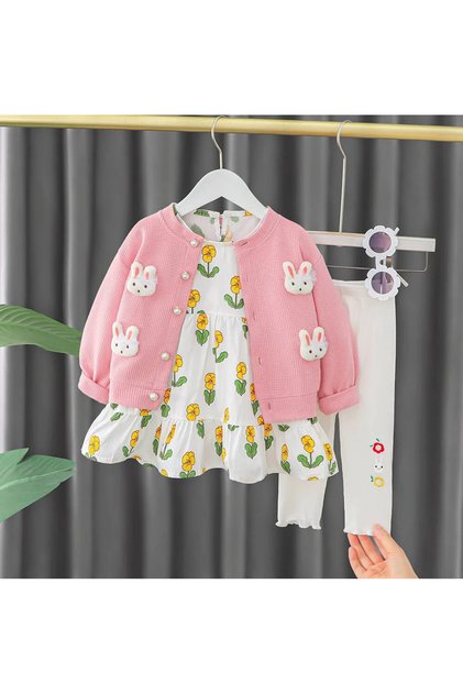 Set cu rochie, colanți și cardigan