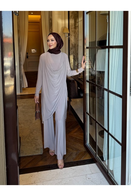 Degaje tunik detay & pantolon takım
