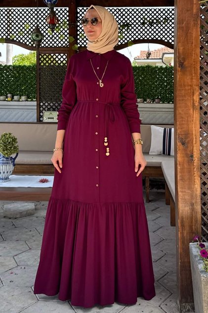 Rochie Cămașă Süreyya Roșu Claret