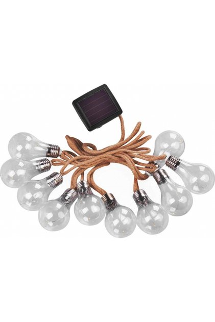 Гирлянда със слънчева енергия, дължина 3,8 м, 10 LED крушки, винтидж стил