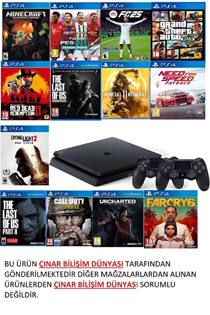 Sony Ps4 1 Tb Slim Kasa 13 Oyunlu Ürün 2 Adet V2 Kol (11.00V) 12