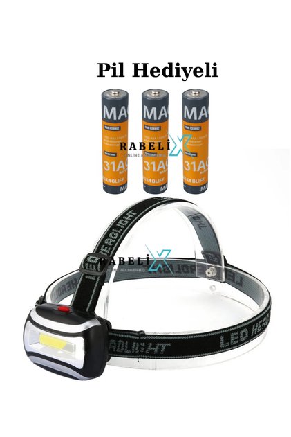Süper Parlak 3 Modlu AAA Pilli 3 Watt Cob Ledli Kafa Feneri 3xAAA Pil Hediyeli