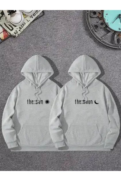 Double Combination Printed 2-Pack Oversized Unisex Women'S/Men's Hooded Sweatshirt