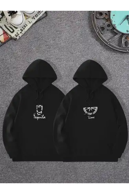 Double Combination Printed 2-Pack Oversized Unisex Women'S/Men's Hooded Sweatshirt