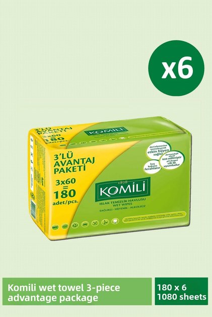 Wet Towels 3X60 X 6 Pieces (1080 Sheets)