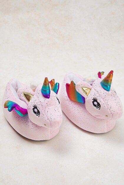 Pembe Unicornlu İçi Kürklü Kids Kız Çocuk Ev Terliği TAKAW26ER00015