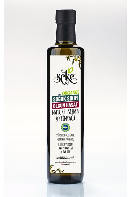 Organik Sertifikalı Olgun Hasat Soğuk Sıkım Naturel Sızma Zeytinyağı 500 ml Cam Şişe