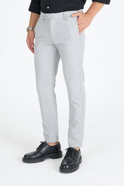 Men's Gray Quality Stretchy Lycra Ankle Length Relaxed Fit Slim Fit Fabric Pants