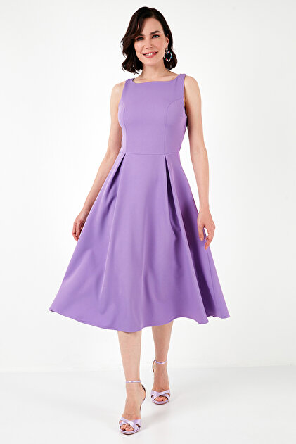 Lela Crew Neck Pocket Pleated Midi Dress Dress 6051963- Trendyol Lela Crew Neck Pocket Pleated Midi Dress Dress 6051963- Trendyol