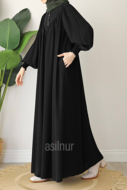 Bym Fashion Dantel Detay Şallı Namaz Feracesi 6010 Kahverengi