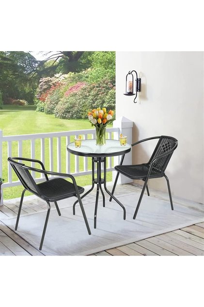 Garden Dining Set 3 Piece (2 Chair and 1 Table) Outdoor Furniture Patio Dining Table and Chair Balco