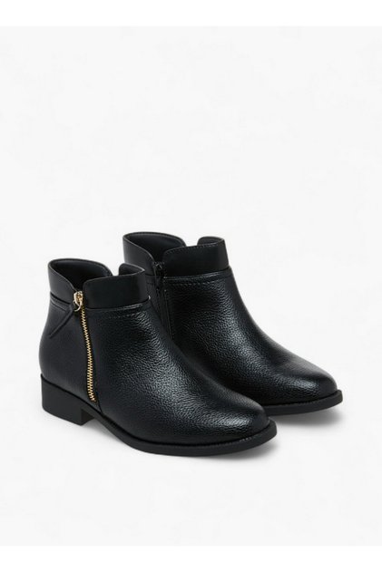 Solid Ankle Boots with Zip Closure