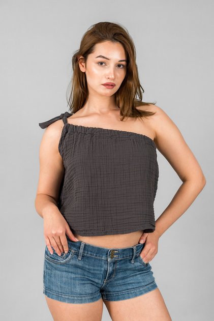 Muslin One-Shoulder Blouse